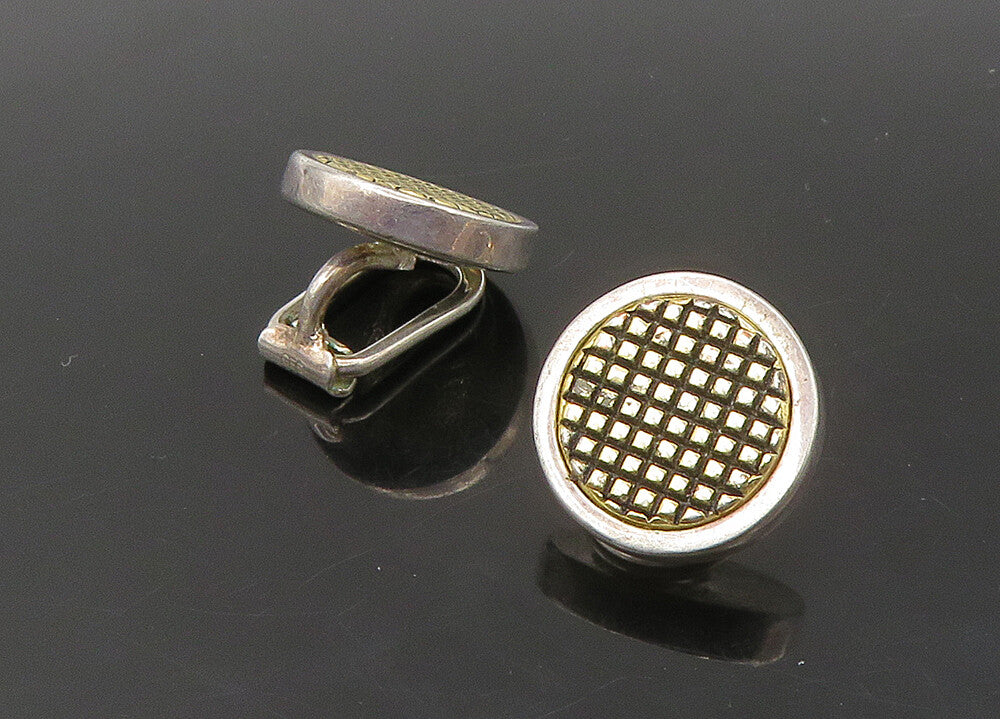 GES GESCH GERMANY 925 Silver   Vintage 2 Tone Etched Stud Earrings  EG11308