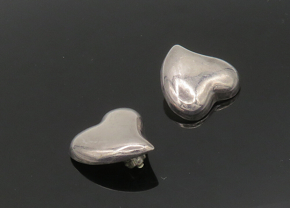 MEXICO 925 Sterling Silver  Vintage Love Heart Non Pierce Earrings  EG10772