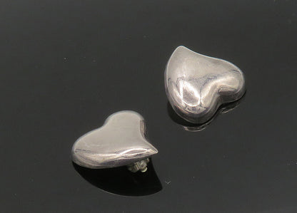 MEXICO 925 Sterling Silver  Vintage Love Heart Non Pierce Earrings  EG10772