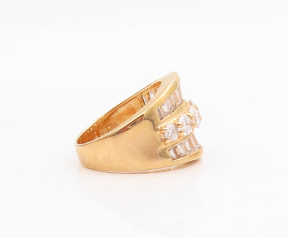 925 Sterling Silver Vintage Ring Gold Plated Rectangle & Round CZ  Sz 7  RG31714