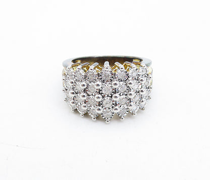 925 Sterling Silver  Vintage Cubic Zirconia Floral Band Ring Sz 7.5  RG4548