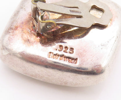925 Sterling Silver Vintage Earrings Designer Puffed Solid Square Cut  EG13414
