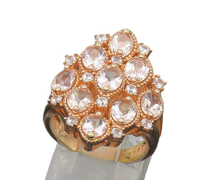 925 Sterling Silver  Topaz Rose Gold Plated Cluster Cocktail Ring Sz 6 RG17190