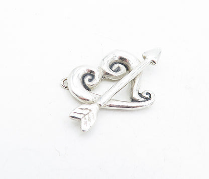 925 Sterling Silver Vintage DEBORAH ARMSTRONG Heart Bow & Arrow Pendant  PT3729