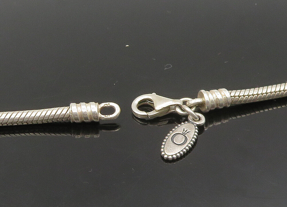 PANDORA 925 Silver   Vintage Black Onyx & Petite Pearl Chain Necklace  NE3698