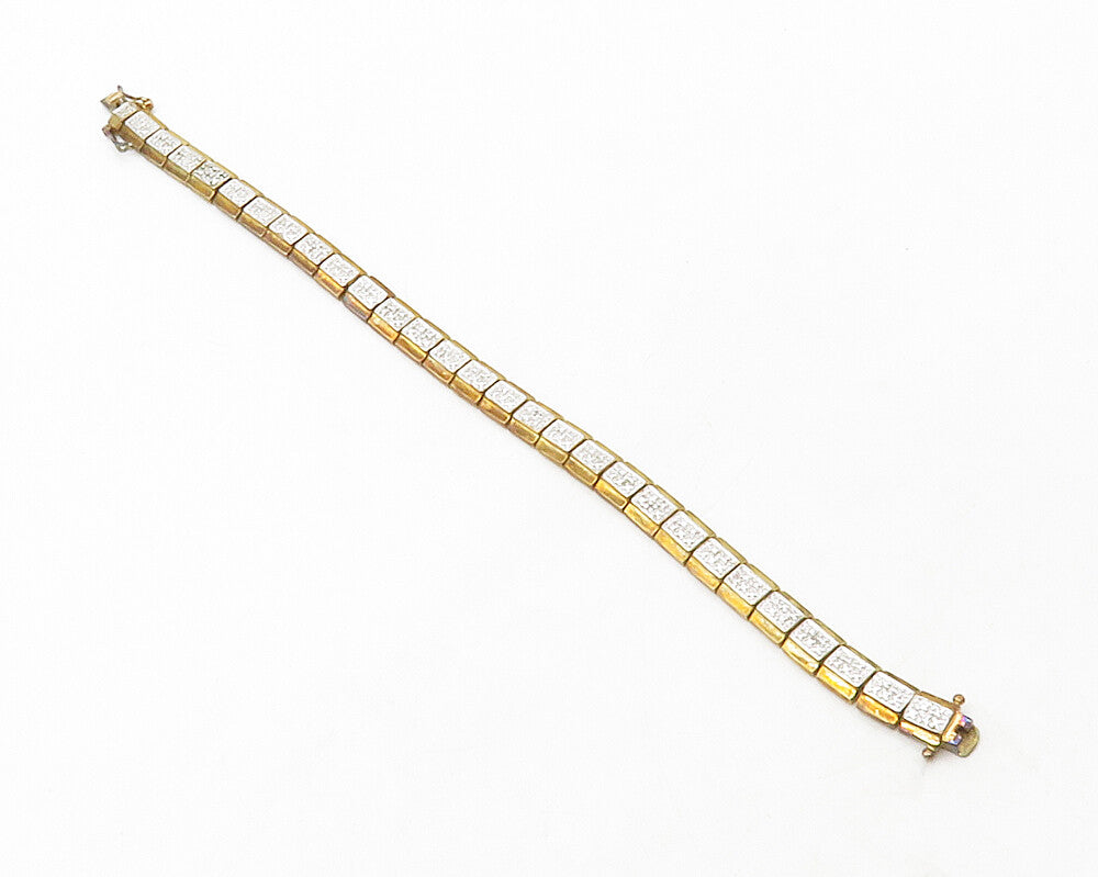 ROSS SIMON 925 Silver  Genuine Diamonds Two Tone Hinge Chain Bracelet  BT5044