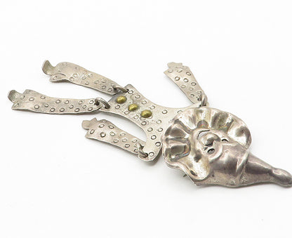 MEXICO 925 Sterling Silver  Vintage Two Tone Happy Clown Brooch Pin  BP3994