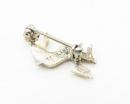 925 Sterling Silver  Vintage Shiny Petite Ice Skating Woman Brooch Pin  BP4246