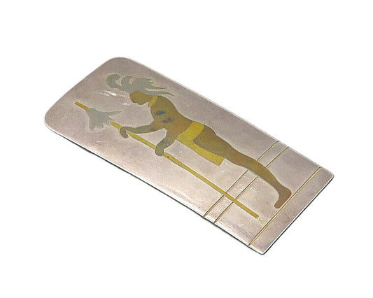 METALES MEXICO 925 Silver  Vintage Shiny Warrior Square Brooch Pin  BP8552