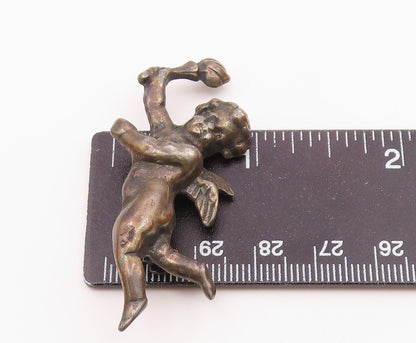 925 Sterling Silver  Vintage Antique Baby Angel With Torch Brooch Pin  BP8578