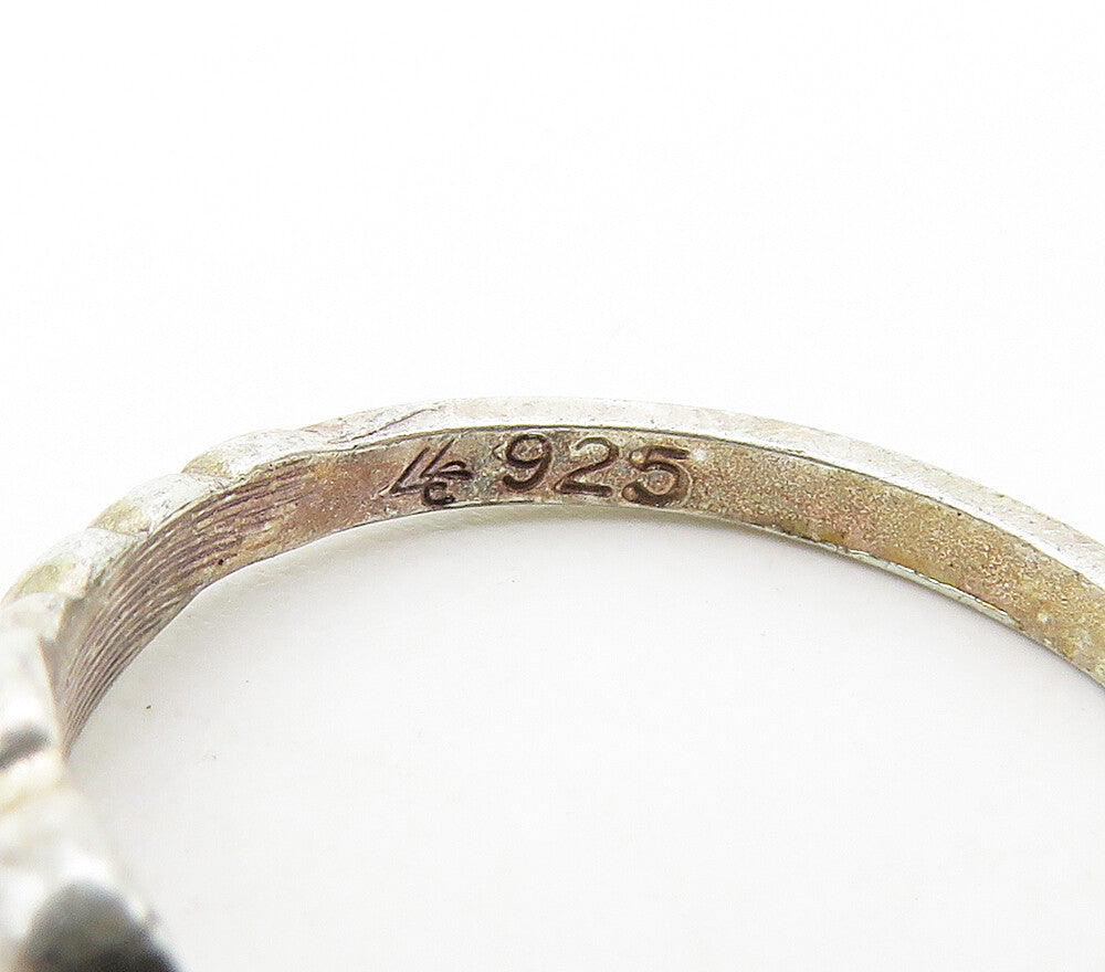 925 Sterling Silver  Vintage Open Love Heart Shiny Band Ring Sz 6  RG16909