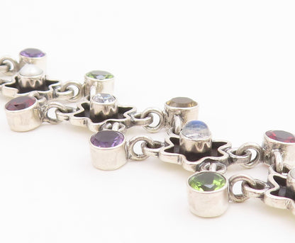 925 Sterling Silver Vintage Bracelet NICKY BUTLER Multi Gemstone Link  BT12231