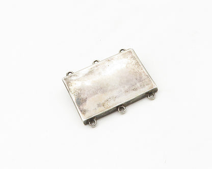 925 Sterling Silver  Vintage Raised Cross Detail Square Necklace Clasp  TR2382