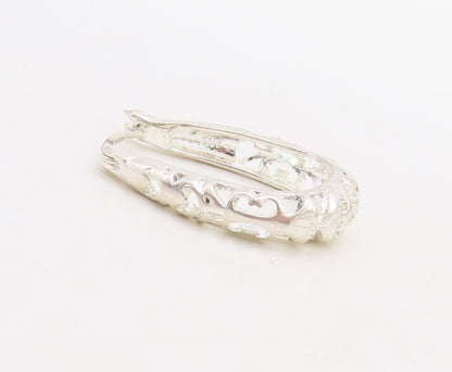 925 Sterling Silver Vintage Earrings Brutalist Design Cutout Hoops  EG13302