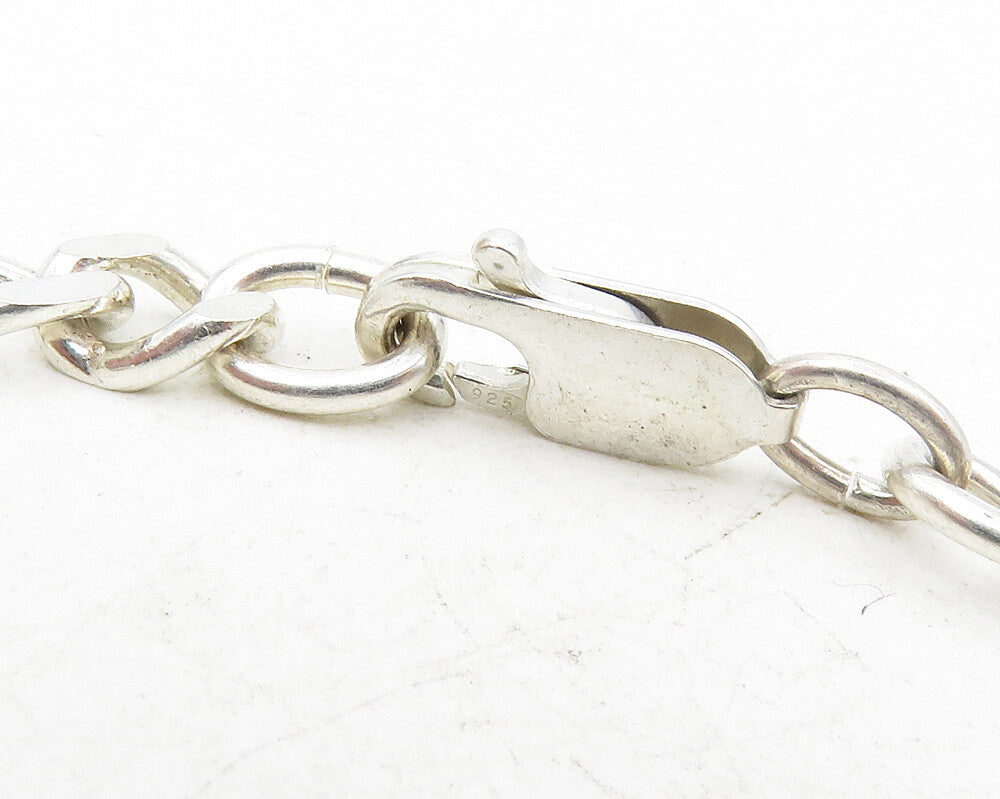 925 Sterling Silver  Vintage Shiny Skull Head Charmed Chain Bracelet  BT4150