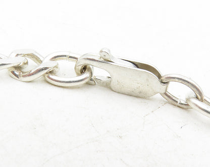 925 Sterling Silver  Vintage Shiny Skull Head Charmed Chain Bracelet  BT4150