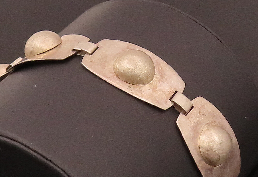EUROPE 925 Silver  Vintage Rectangle Plate With Mounted Dome Bracelet BT9826