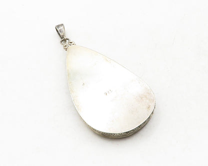 925 Sterling Silver  Vintage Mother Of Pearl Tear Drop Pendant  PT9880