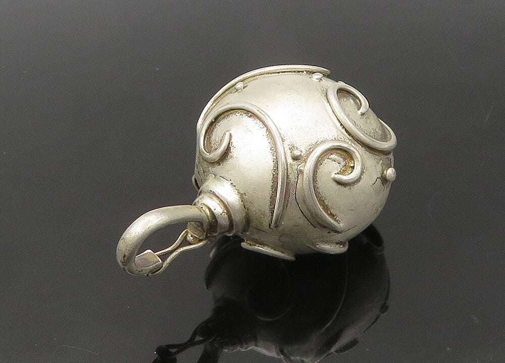 925 Sterling Silver  Vintage Swirl Patterned Hollow Sphere Pendant  PT17458
