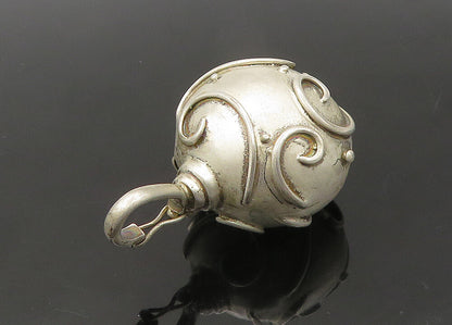 925 Sterling Silver  Vintage Swirl Patterned Hollow Sphere Pendant  PT17458