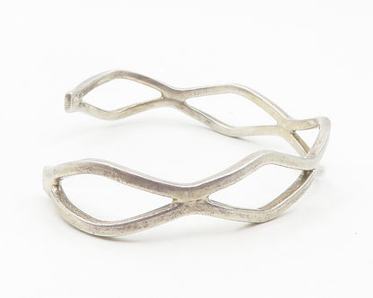 MEXICO 925 Sterling Silver  Vintage Open Diamond Shape Cuff Bracelet  BT4632