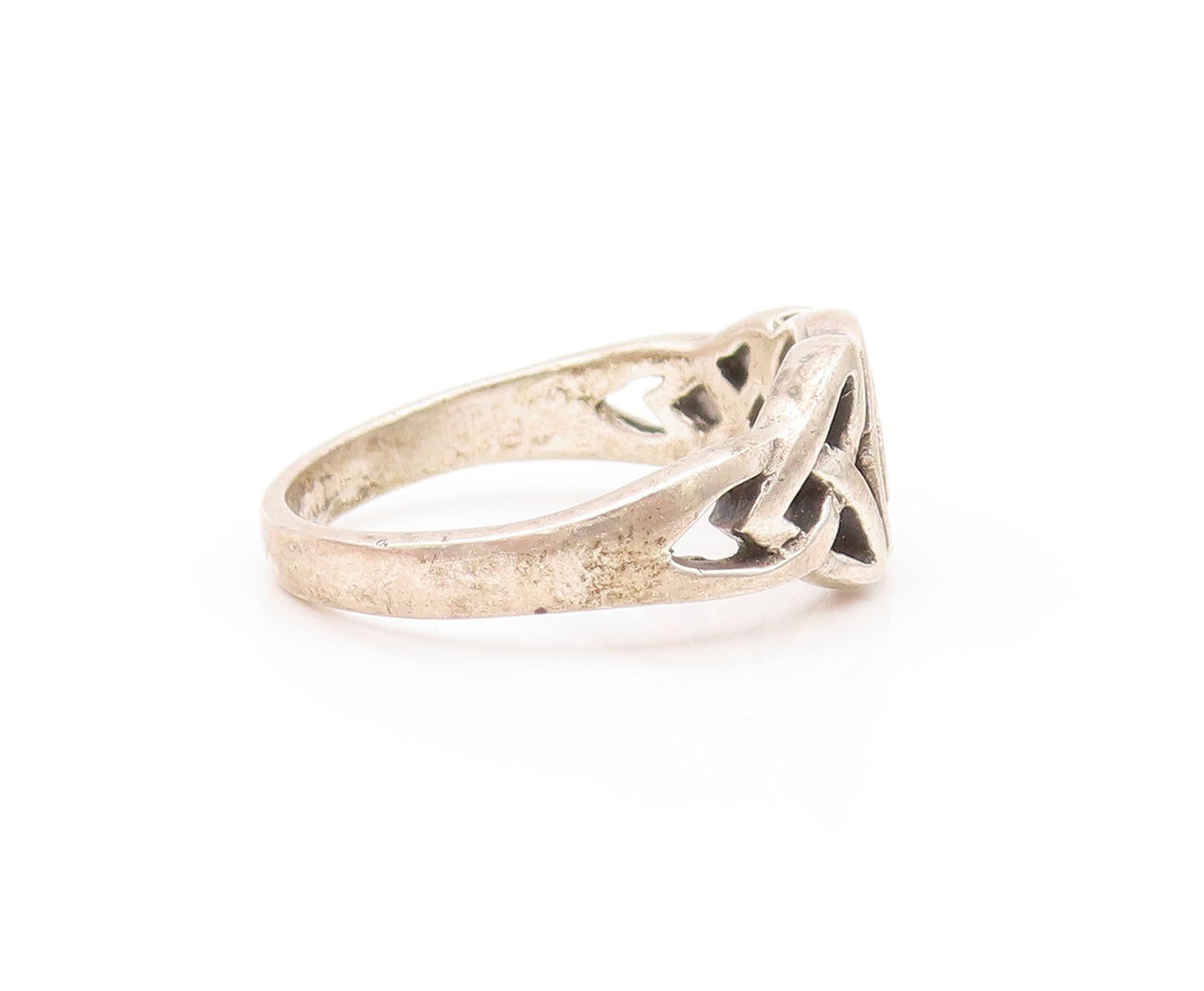 925 Sterling Silver Vintage Ring Dark Tone Celtic Star Cutout  SZ 8.5  RG32155