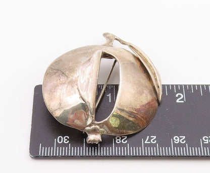 925 Sterling Silver  Vintage Shiny Cutout Apple Fruit Motif Brooch Pin  BP3588