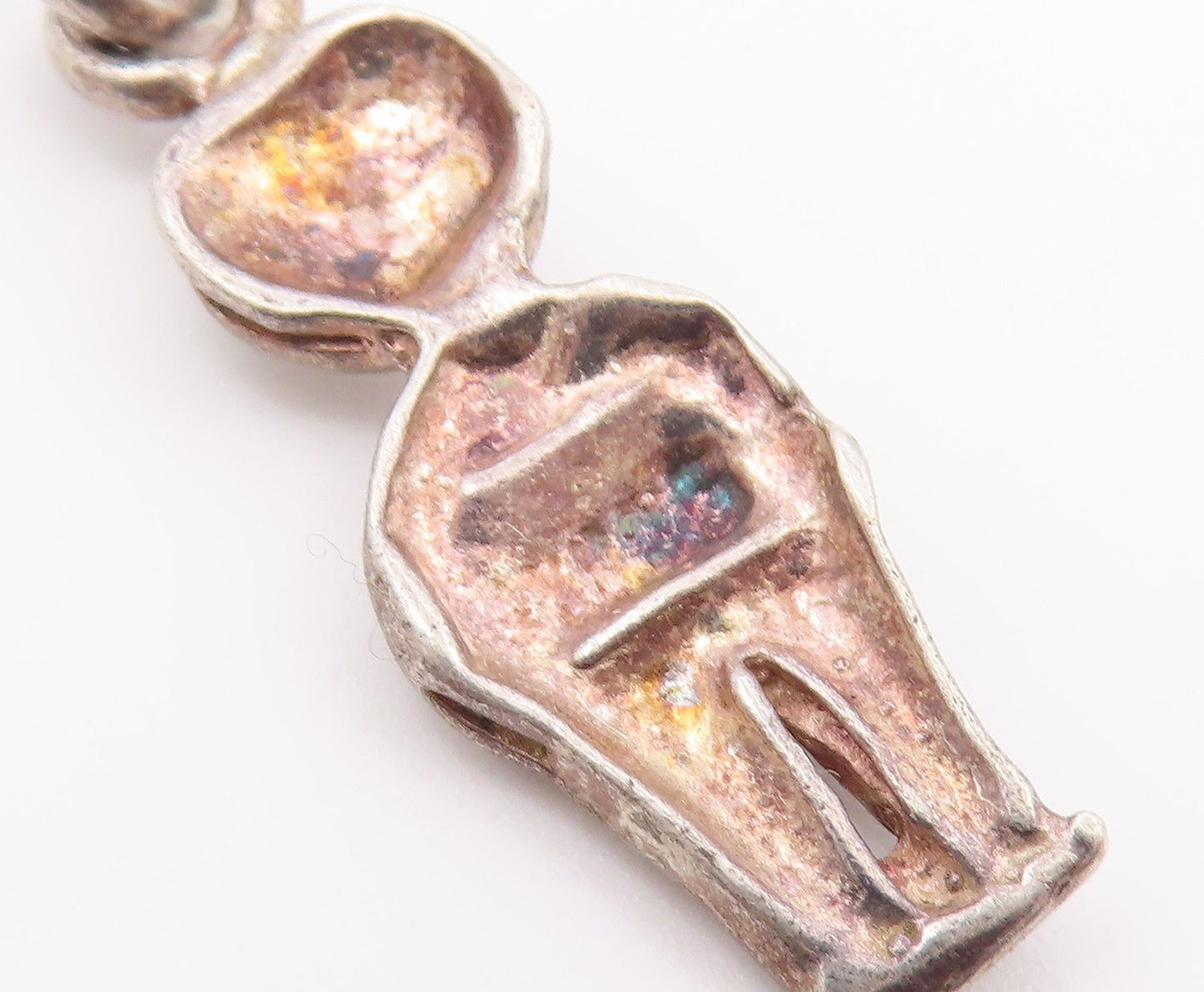 925 Sterling Silver  Vintage Boy In Overalls Dark Tone Drop Pendant  PT17377