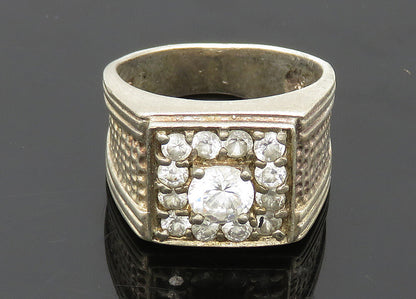 925 Sterling Silver  Vintage Cubic Zirconia Square Band Ring Sz 9.5  RG20849