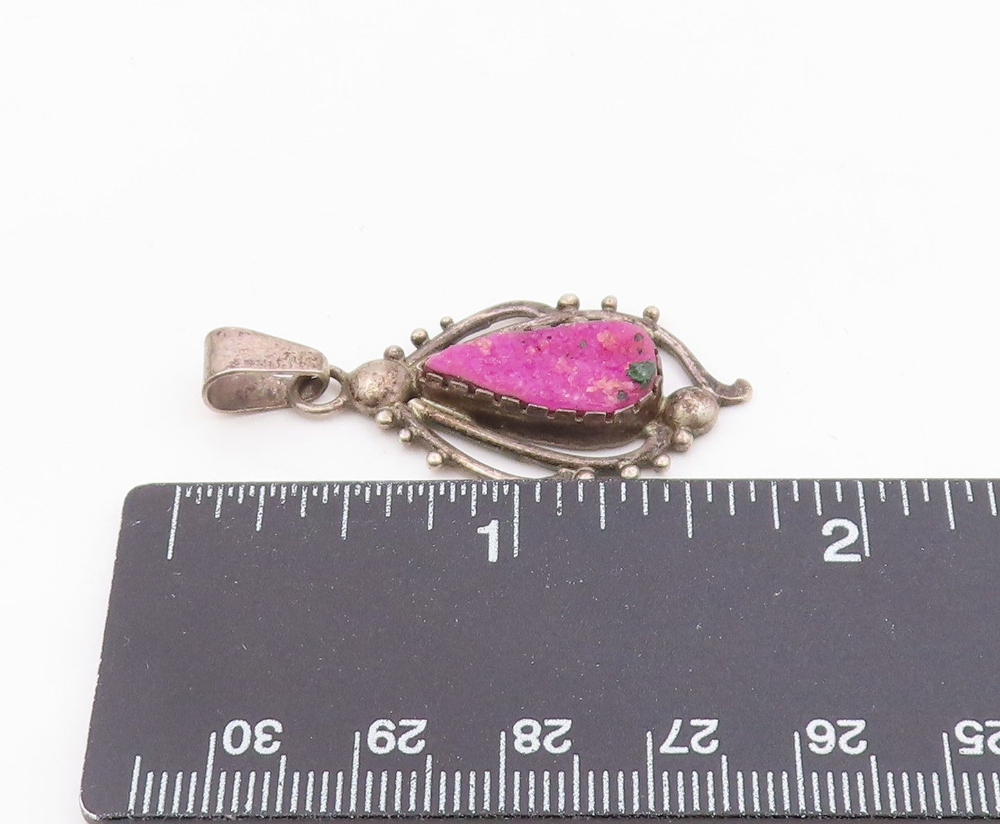 925 Sterling Silver  Vintage Tear Drop Amethyst Dark Tone Swirl Pendant  PT7530