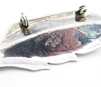 MEXICO 925 Sterling Silver  Vintage Oxidized Floral Leaf Brooch Pin  BP2729