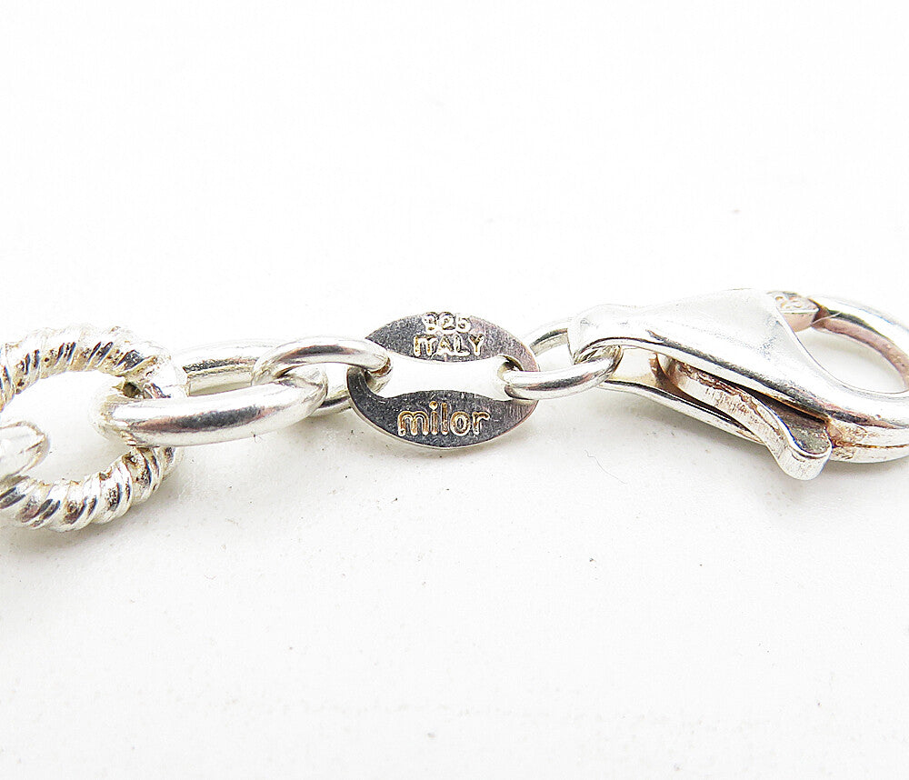 925 Sterling Silver  Pearl Beads Sea Charmed Twist Link Chain Bracelet  BT1725