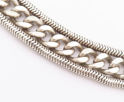 925 Sterling Silver Vintage Necklace Heavy Links Bordered Rope Effect  NE4247