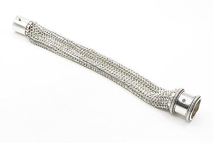 925 Sterling Silver  Vintage Shiny Heavy Weaved Net Link Chain Bracelet BT1625