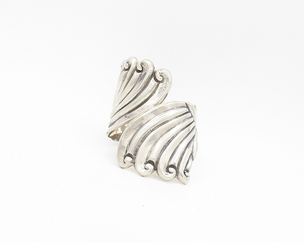 MEXICO 925 Sterling Silver  Vintage Swirl Wings Bypass Cuff Bracelet  BT7454