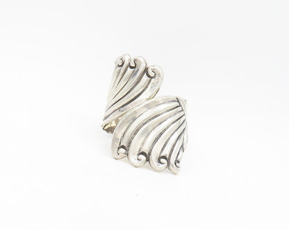 MEXICO 925 Sterling Silver  Vintage Swirl Wings Bypass Cuff Bracelet  BT7454