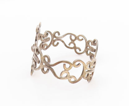 925 Sterling Silver Vintage Bracelet MEXICO Swirly Floral Design Cutout  BT11327