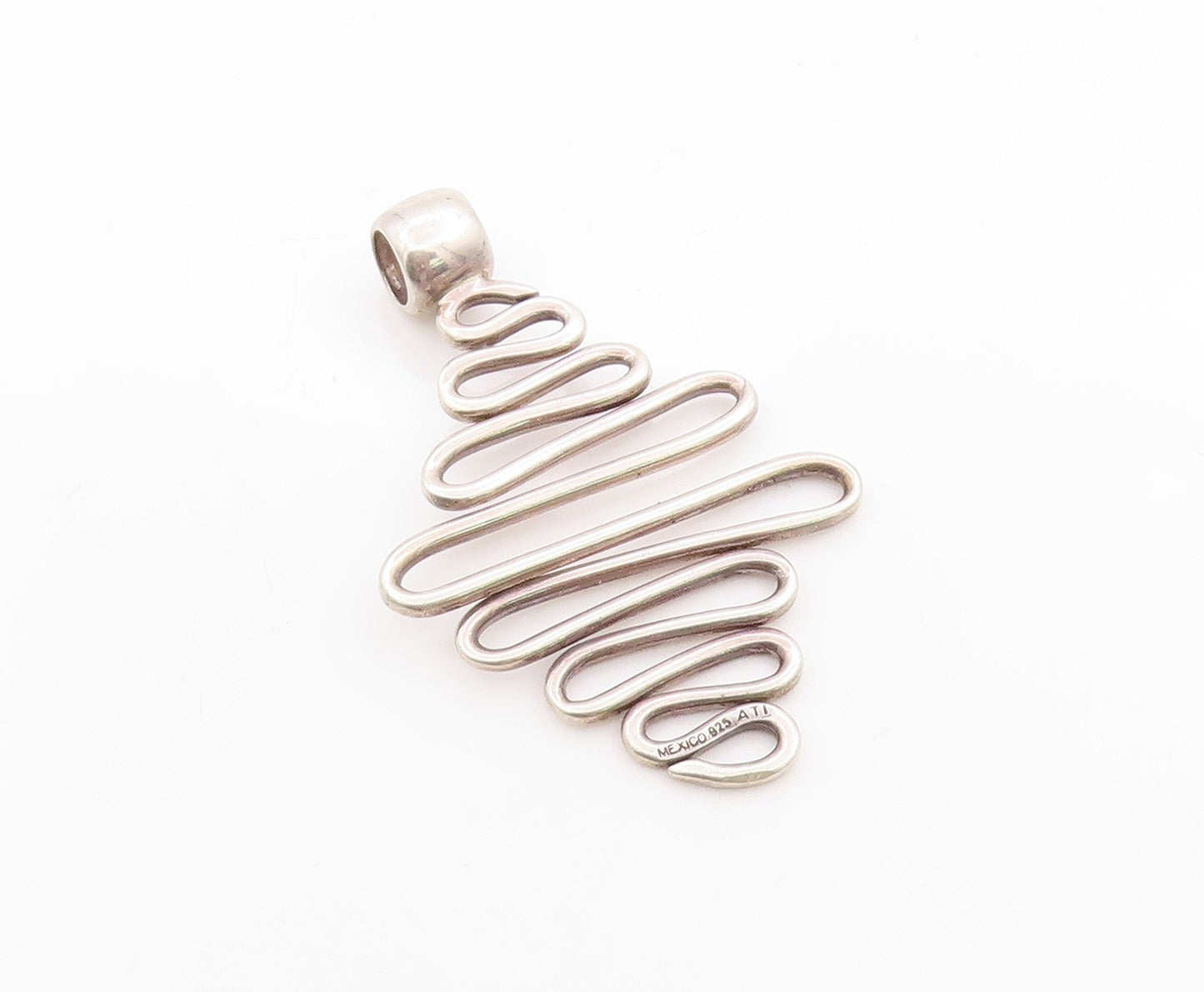 925 Sterling Silver Vintage Pendant MEXICO Modernist Wavy Design Cutout  PT24644