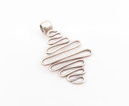 925 Sterling Silver Vintage Pendant MEXICO Modernist Wavy Design Cutout  PT24644