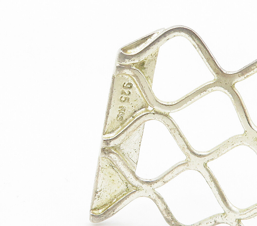 925 Sterling Silver  Shiny Smooth Open Diamond Shape Cuff Bracelet  BT6452