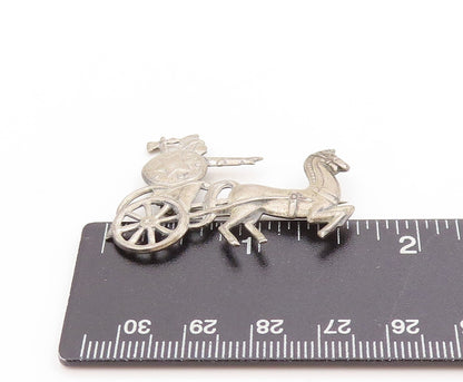 925 Sterling Silver Vintage Brooch Classic Roman Charioteer & Horse Pin  BP11931