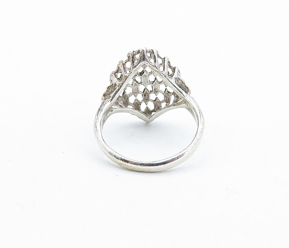 925 Sterling Silver  Vintage Shiny Diamond Cut Detail Band Ring Sz 6  RG6259