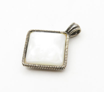 925 Sterling Silver  Vintage Mother Of Pearl Open Swirl Drop Pendant  PT11941