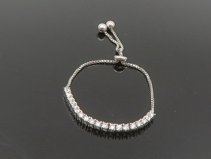 925 Silver  White Cubic Zirconia Adjustable Child Box Chain Bracelet  BT1002