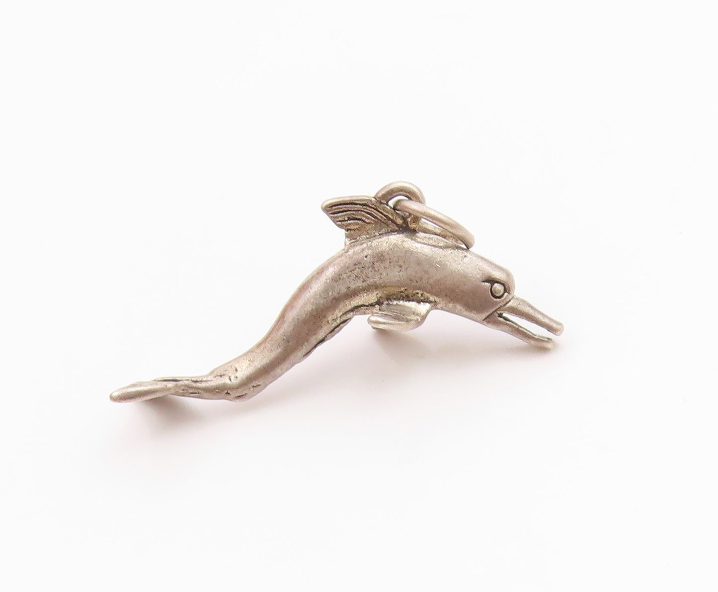 925 Sterling Silver Vintage Pendant 3D Miniature Carved Dolphin Charm  PT2255