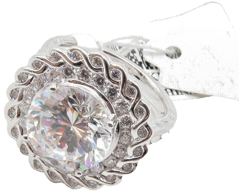 VANNA K. 925 Sterling Silver  Cubic Zirconia Shiny Cocktail Ring Sz 6  RG12428