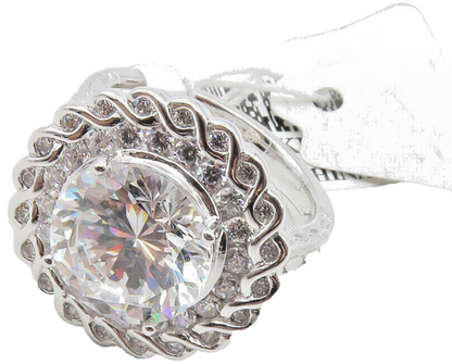VANNA K. 925 Sterling Silver  Cubic Zirconia Shiny Cocktail Ring Sz 6  RG12428