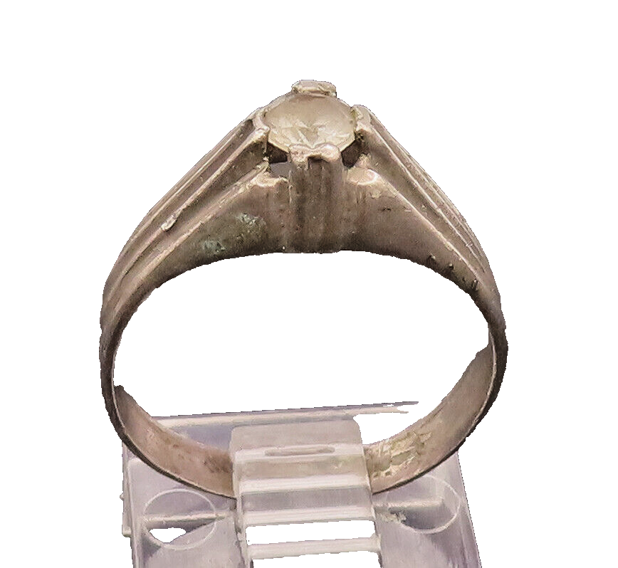925 Sterling Silver  Vintage Antique Line Design CZ Ring Sz 6.5  RG26581