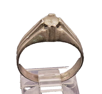 925 Sterling Silver  Vintage Antique Line Design CZ Ring Sz 6.5  RG26581