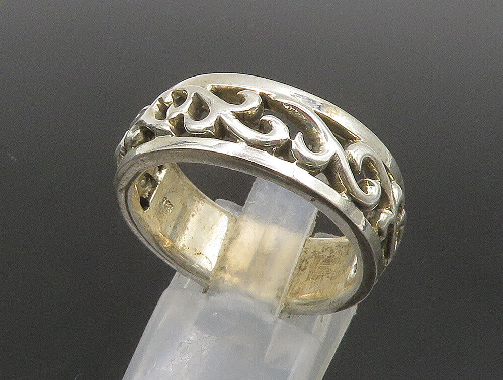 925 Sterling Silver  Vintage Swirl Vine Cut Out Band Ring Sz 10.5  RG24375